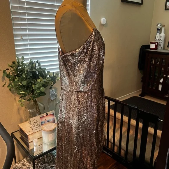 Stunning Parker Black Gold Mini Sequins Cocktail Dress Sz 14 NWT $298